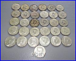 Kennedy Half Dollars (31 coins) 40% Silver 1965 Lowest Mintage of Clad