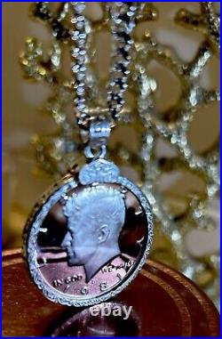 Kennedy half dollar Proof Coin 1981 Mothers Day Gift Silver Necklace 925