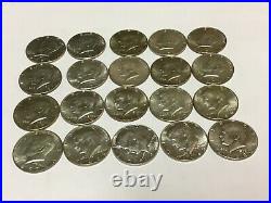 Lot Of 100 1965-1969 Circulated 40% Silver Kennedy Half Dollars (5 Rolls)