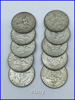 Lot Of 10 1964 Kennedy Half Dollar 90% Silver