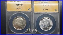 Lot Of 11 Kennedy Silver Half Dollars. Anacs Proof/business, Ddo, Tdo, D/d