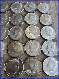 Lot Of (25) Kennedy Silver Half Dollar Coins 90%. Year 1964. Many AU BU! #17