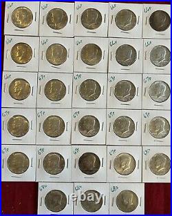 Lot Of 28 (twenty-eight) 1966/1967/1968 (40% Silver) Kennedy Half Dollars
