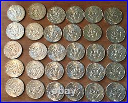 Lot Of 30 Kennedy Half Dollars, 10-1966, 10-1967, 10-1968D, 40% Silver