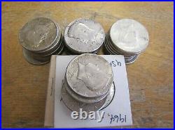 Lot Of 40 Kennedy Silver Half Dollars, 50c Fifty Cents, All Are 1964 20$ FV