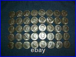 Lot Of 40-(circulated)-1964 Kennedy Half Dollars-(50 Cent)- 90% Silver Coins