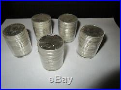 Lot of 100 kennedy half dollar silver coins 1964, 1965, 1966,1967, 1968, 1969