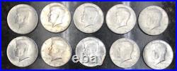 Lot of 10 1964 Kennedy Half Dollar 90% Silver