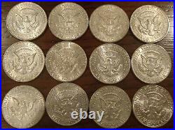 Lot of 12 Kennedy 1964 90% silver half dollar coins