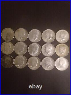 Lot of (15) 1964 Kennedy half dollars 90% silver
