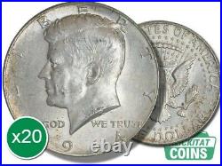 Lot of 20 1964 Kennedy Half Dollars 90.0% Silver