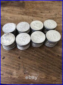 Lot of 80 Kennedy Silver Half Dollar Coins 90% All Dated 1964 Huge Collection