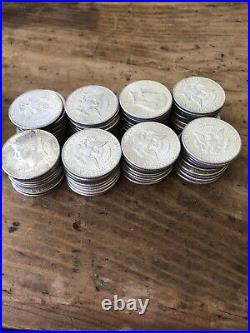 Lot of 80 Kennedy Silver Half Dollars 90% Dated 1964. Sharp Set of Coins! L6