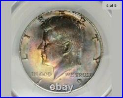 MS65 1969-D 50C Kennedy Silver Half Dollar, PCGS RARE- Rainbow Toned