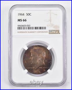 MS66 1964 Kennedy Half Dollar Graded NGC AWESOME Tone 8789