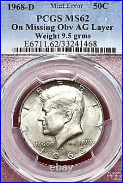 Missing Silver/clad Layer Error! Pcgs Ms-62 1968-d Kennedy Half Dollar