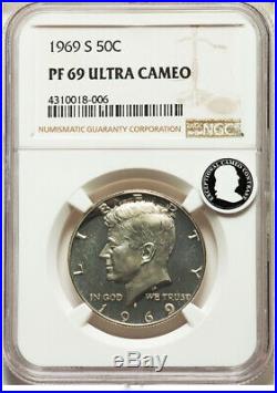 NGC Certified PF69 Ultra Cameo 1969 S Kennedy Silver Half Dollar MIRRORS