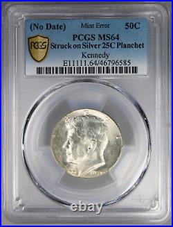 Nd 1964 Kennedy Half Dollar Struck On Silver Quarter Planchet Pcgs Ms-64