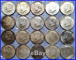 One $10 Roll of twenty 90% Silver 1964 Kennedy Half Dollar Coins
