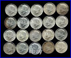 One Roll 1964 Kennedy Half Dollars 90% Silver (20 Coins) Lot D14