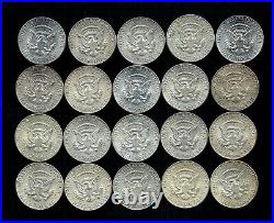 One Roll 1964 Kennedy Half Dollars 90% Silver (20 Coins) Lot D74
