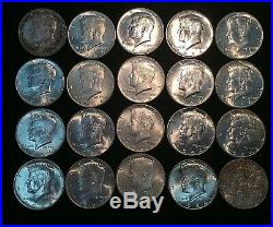 Original Roll of (20) 1964 Kennedy Half Dollars with End Roll Tonning LOT #3