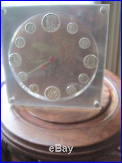 Our Silver Heritage Coin Clock 2 Kennedy Halfs, 2 Wash. Quarters 8 Eisenh. Dimes
