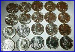 ROLL OF (20) Shiny BU 1964 Kennedy Silver Half Dollars 90% Silver
