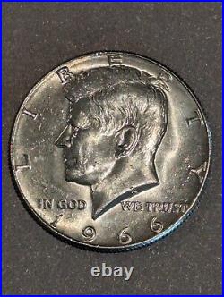 Rare 1966 50C 40% Silver Kennedy Half Dollar With Obverse Die Crack. Must Have