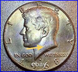 Rare Corkscrew Mint Error. 1968 D Kennedy Half Dollar 40% Silver Variety Snake