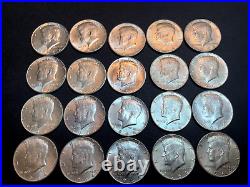 Roll #7 20 1964 Almost Uncirculated Kennedy Silver Half Dollars