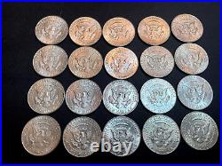Roll #7 20 1964 Almost Uncirculated Kennedy Silver Half Dollars