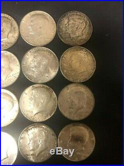 Roll Of 20 $10 Face Value 90% Silver 1964 Kennedy Half Dollars Circulated