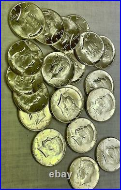Roll of 20 1964 Kennedy Half Dollars 90% Silver Coins Some Uncirculated