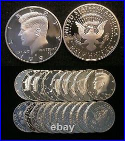 Roll of 20 mixed 1992 to 2010-S Proof Kennedy 90% Silver Half Dollars