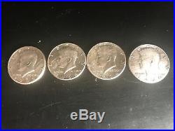 Scarce Kennedy Silver Half Dollar Expanded Shell & 3 Silver Matching Coins