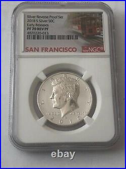 Set Of 2 2018 S SILVER KENNEDY 50C REVERSE PROOF NGC PF70 LIGHT FINISH /and Rev