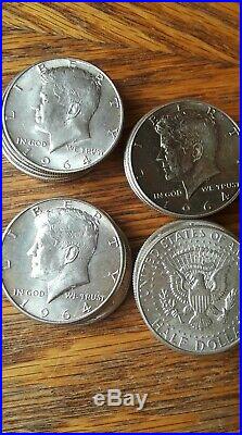 Silver Kennedy Half Dollars 1964 lot