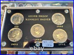 Silver Proof Kennedy Half Dollars Set 1964 Accented Hair with DDO 1968 69 70 76