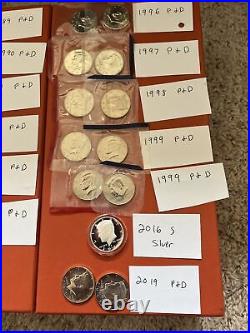 US Kennedy Half Dollar Clad & Silver. Lot of 44 Coins 1969-2019 See Photo P/D/S