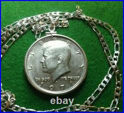 Uncirculated 1971 Kennedy Half Dollar Pendant on a 26.925 Linked Silver Chain