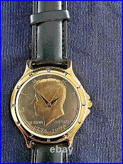 Vintage Gruen Wristwatch JF Kennedy Half Dollar 1976 Bicentennial Anniversary