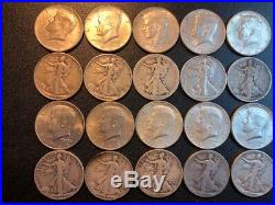 Walking Liberty Franklin Kennedy Half Dollar Roll 90% silver US Coins Mixed Lot